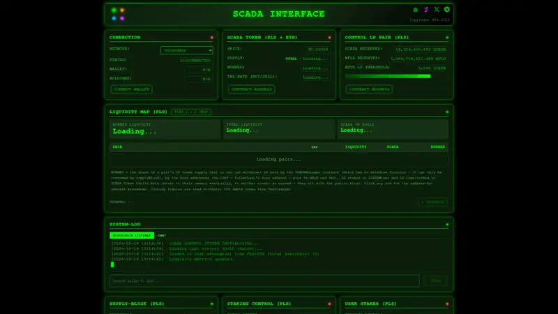 SCADA Interface as it looked on 2026-10-19